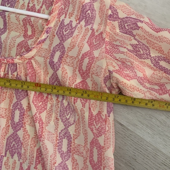 Matta XS Pink‎ Purple Print 100% Silk Blouse classic elegant lightweight - Picture 12 of 12